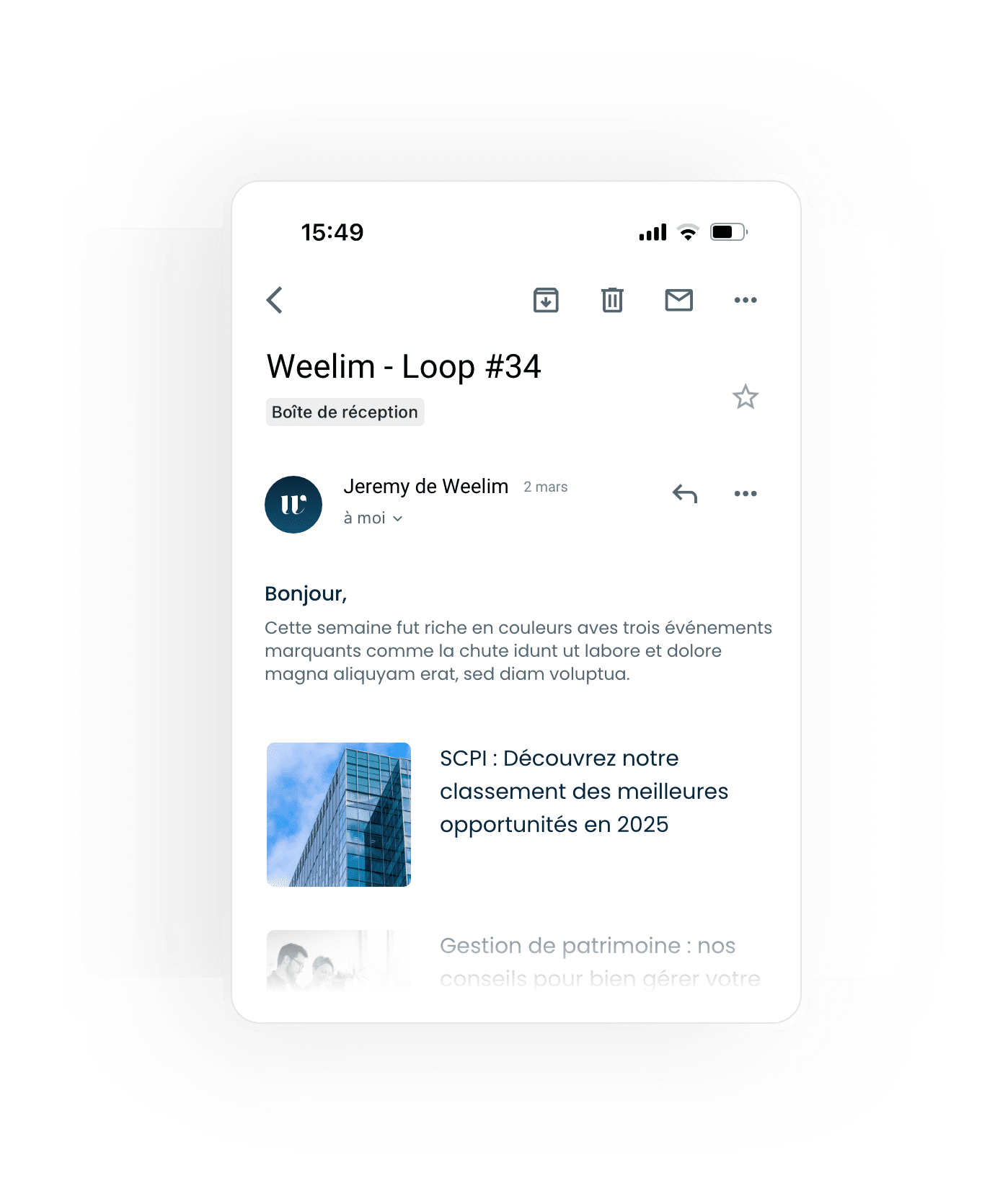 La lettre Weelim, newsletter mensuelle