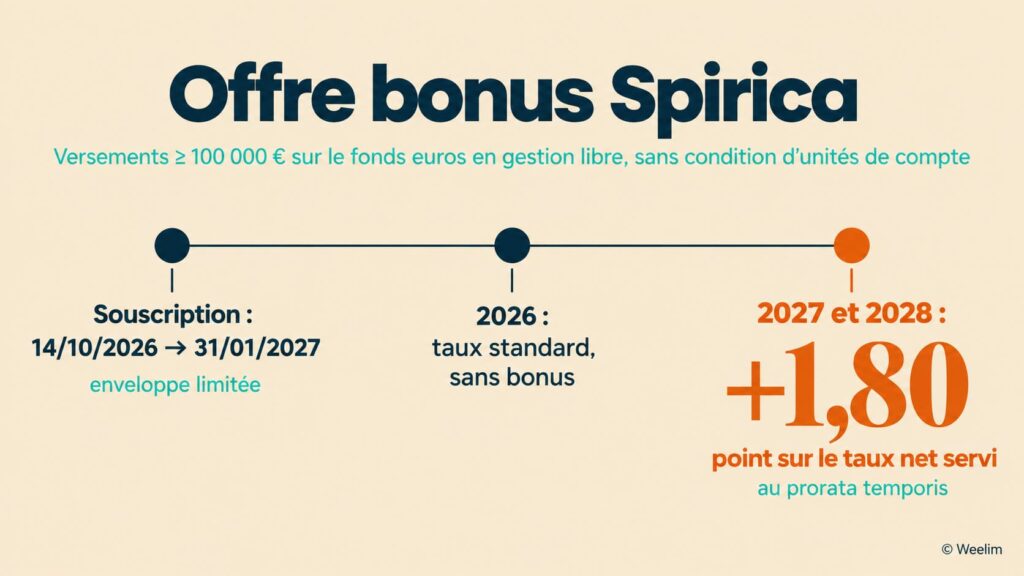 Assurance-vie offre bonus Spirica 2026