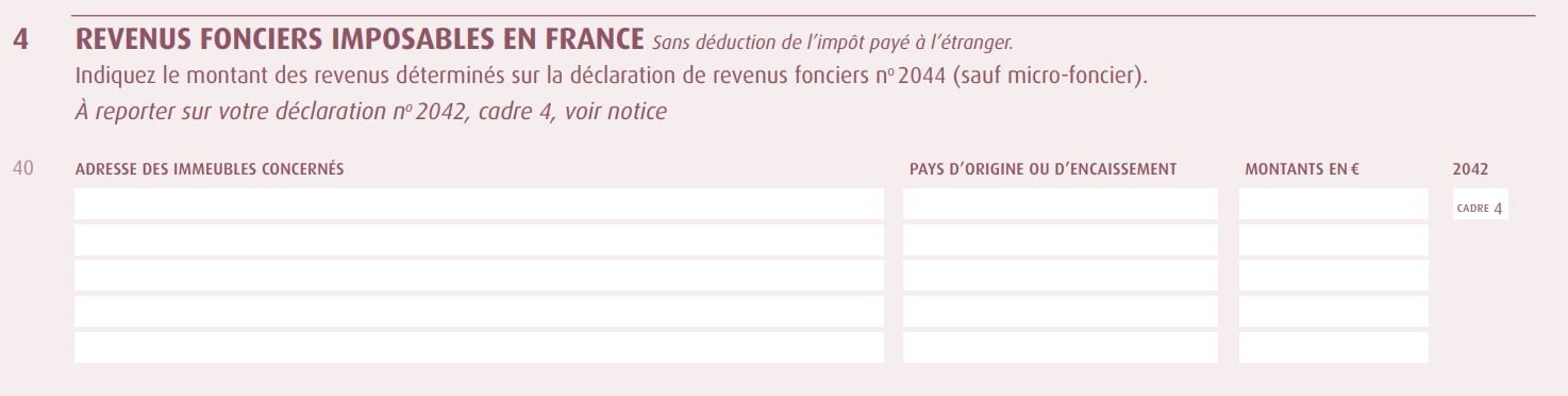 revenus fonciers SCPI de source étrangère déclaration d'impot 2047