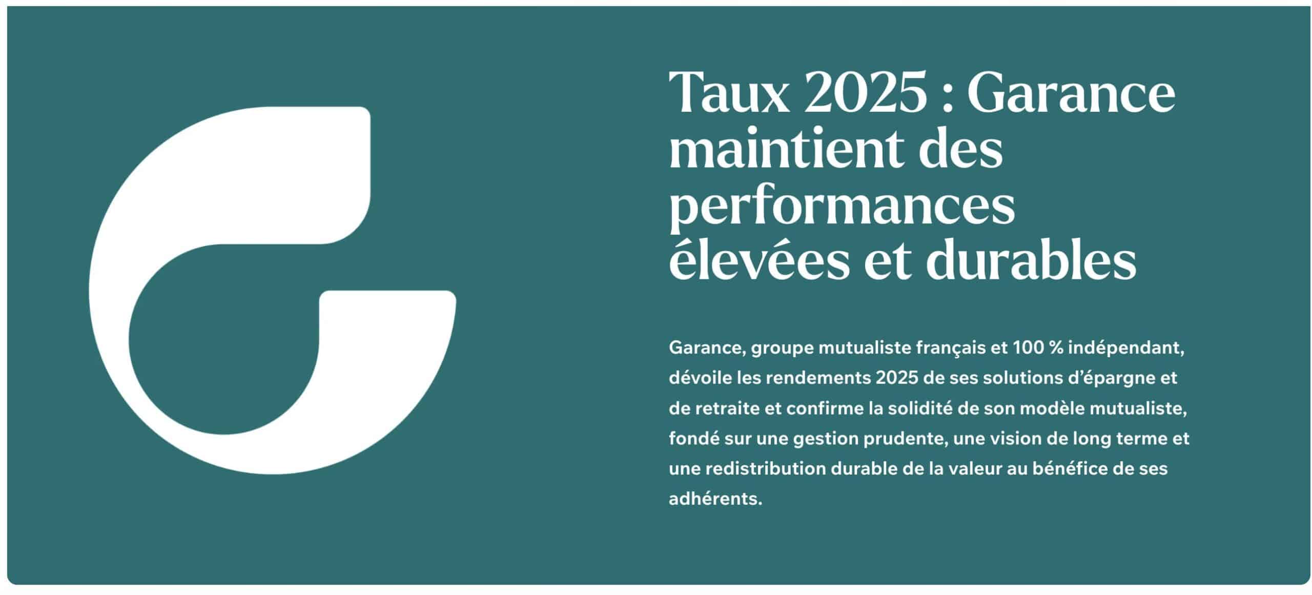 Garance annonce des performance 2025 assurance-vie